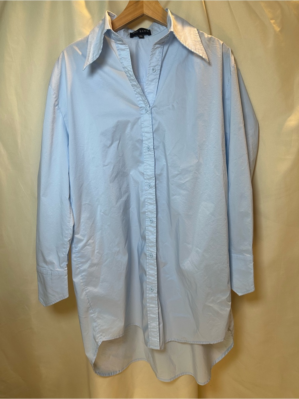 The Sang pale Blue 🩵oversized coastal minimalist Button-Down Shirt dress small